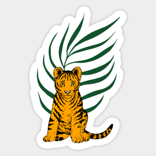 Tiger Cub with a Palm Leaf Sticker